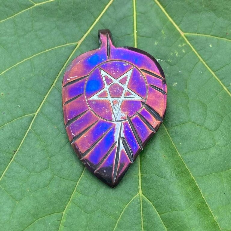 Luna Ignis Luna Ignis Hand Forged Unique Reverse Pentagram Leaf Amulet Pendant