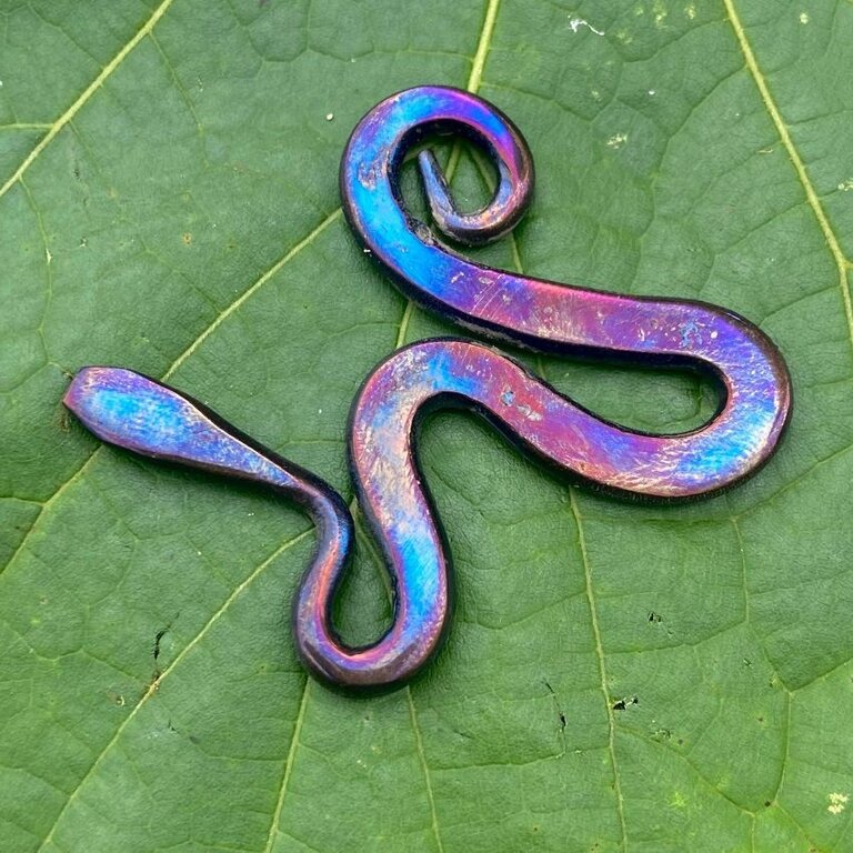 Luna Ignis Luna Ignis Colorized Polished Iron Serpent Amulet Pendant