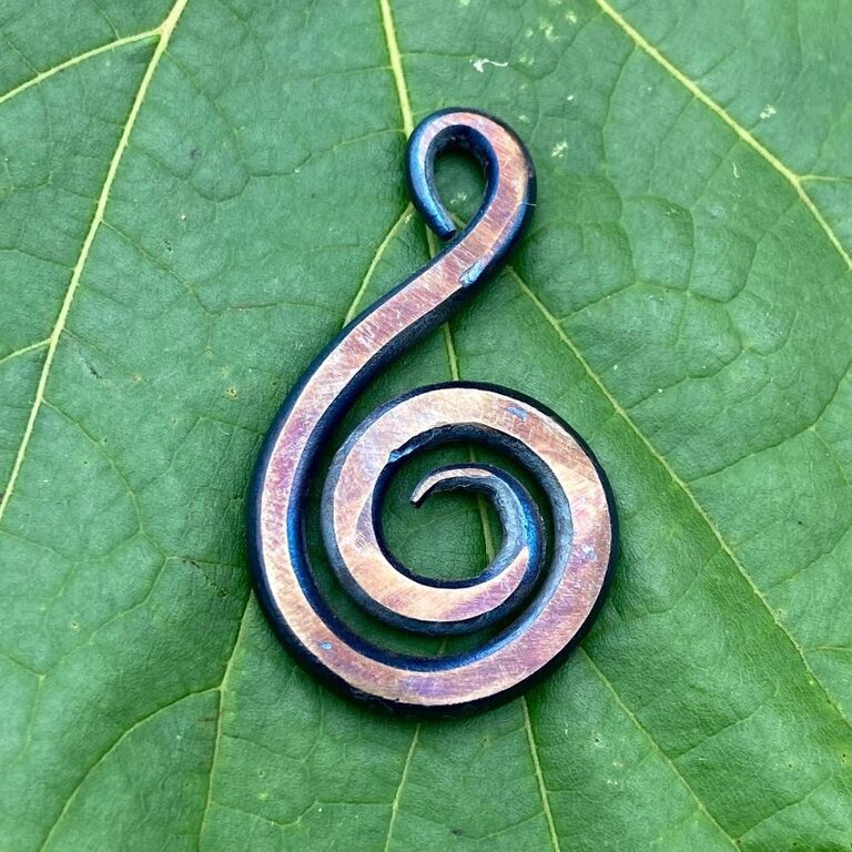 Luna Ignis Luna Ignis Colorized Polished Iron Celtic Spiral Teardrop Amulet Pendant