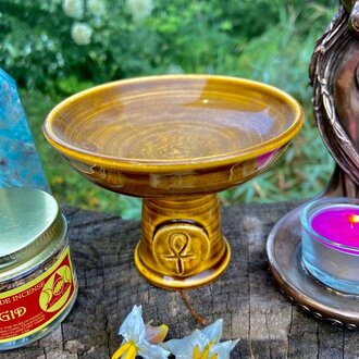 Luna Ignis Luna Ignis Ceramic Incense Burner Golden Brown Ankh Luna Ignis Luna Ignis Ceramic Incense Burner Golden Brown Ankh