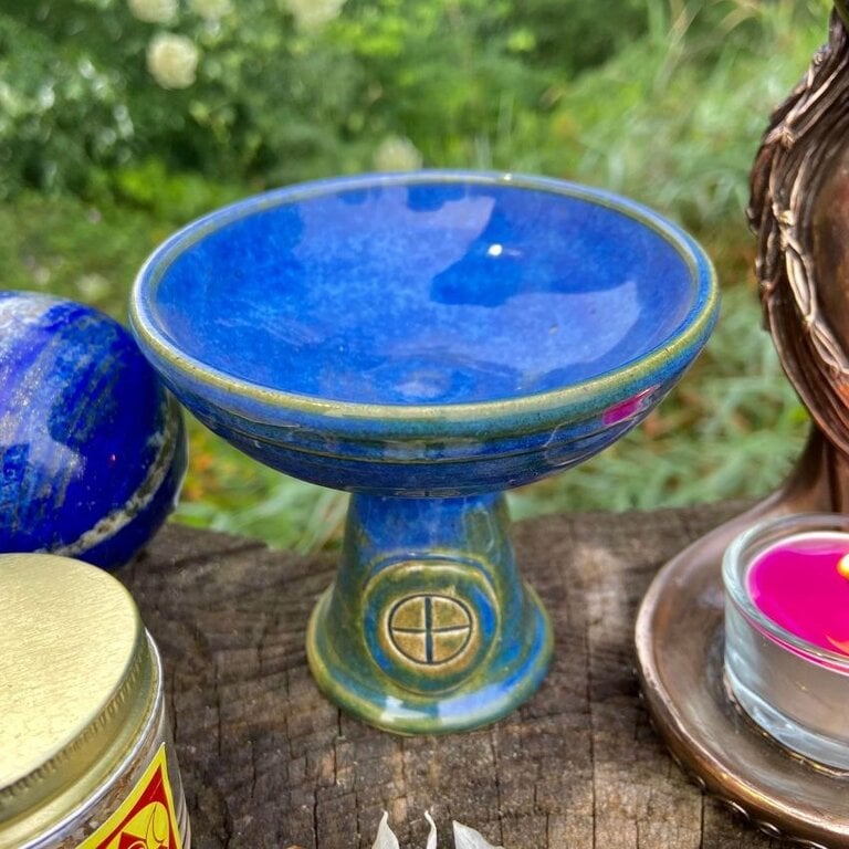 Luna Ignis Luna Ignis Ceramic Incense Burner Blue Celtic Cross