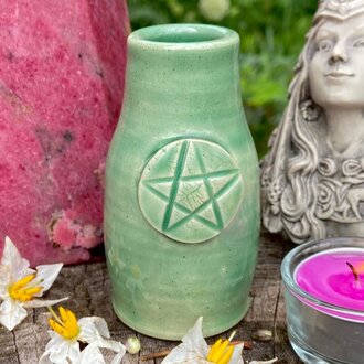 Luna Ignis Luna Ignis Ceramic  Large Witch Bottle Green For Earth Luna Ignis Luna Ignis Ceramic  Large Witch Bottle Green For Earth