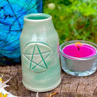 Luna Ignis Luna Ignis Ceramic  Small Witch Bottle Green For Earth Luna Ignis Luna Ignis Ceramic  Small Witch Bottle Green For Earth
