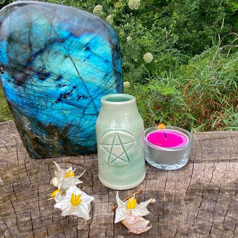 Luna Ignis Luna Ignis Ceramic  Small Witch Bottle Green For Earth