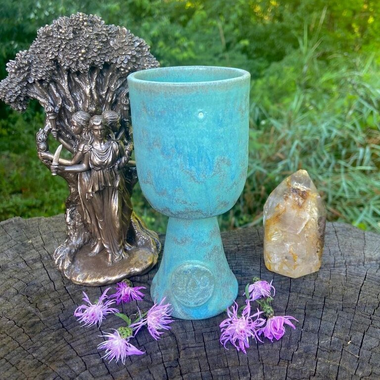 Luna Ignis Luna Ignis Ceramic Chalice Light Turquoise Blue Droplets