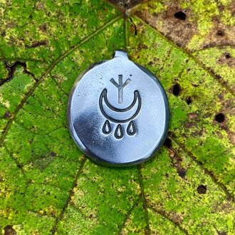 Luna Ignis Luna Ignis Hand Forged Crying Moon With Algiz Amulet Pendant Luna Ignis Luna Ignis Hand Forged Crying Moon With Algiz Amulet Pendant