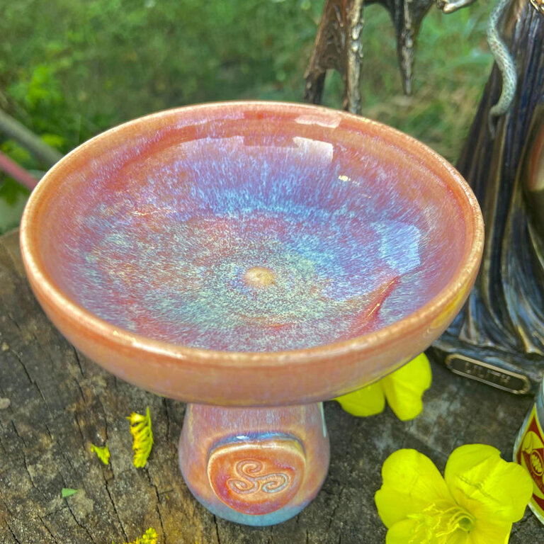 Luna Ignis Luna Ignis Ceramic Incense Burner Pink And Blue Triskelion