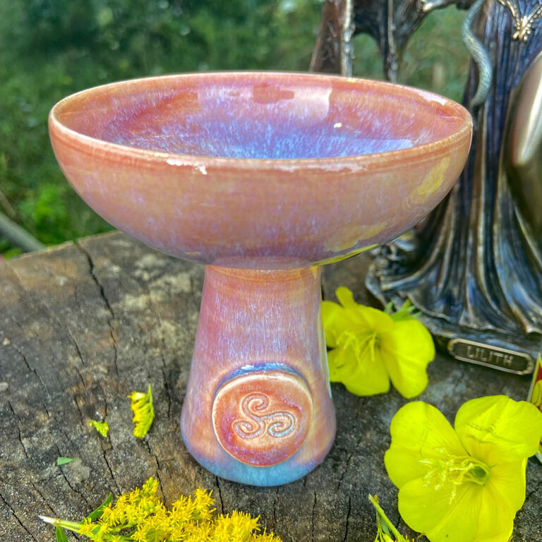 Luna Ignis Luna Ignis Ceramic Incense Burner Pink And Blue Triskelion