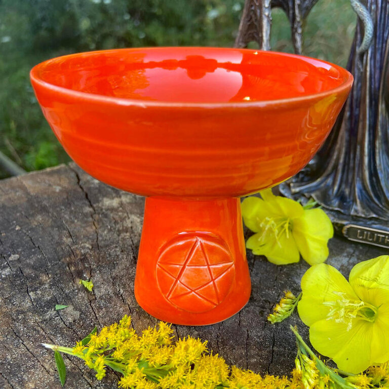 Luna Ignis Luna Ignis Ceramic Incense Burner Orange Pentacle