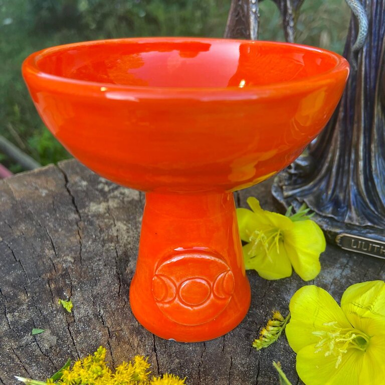 Luna Ignis Luna Ignis Ceramic Incense Burner Orange Triple Moon