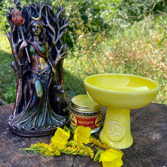 Luna Ignis Luna Ignis Ceramic Incense Burner Yellow Triskelion