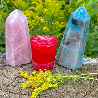 Luna Ignis Crystal Journey Reiki Charged Herbal Magic Spell Votives - Courage Luna Ignis Crystal Journey Reiki Charged Herbal Magic Spell Votives - Courage