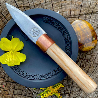 Luna Ignis Cunning Craft Iron Athame Awen with Oak Handle Luna Ignis Cunning Craft Iron Athame Awen with Oak Handle