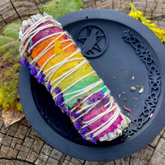 Luna Ignis Medium Smudge White Sage Floral 7 Chakra 4 Inches Luna Ignis Medium Smudge White Sage Floral 7 Chakra 4 Inches