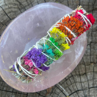 Luna Ignis Medium Smudge White Sage  Seven Chakra 4 Inches Luna Ignis Medium Smudge White Sage  Seven Chakra 4 Inches