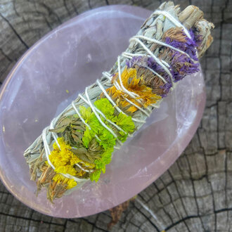 Luna Ignis Medium Smudge White Sage floral Good Vibes 4 Inches