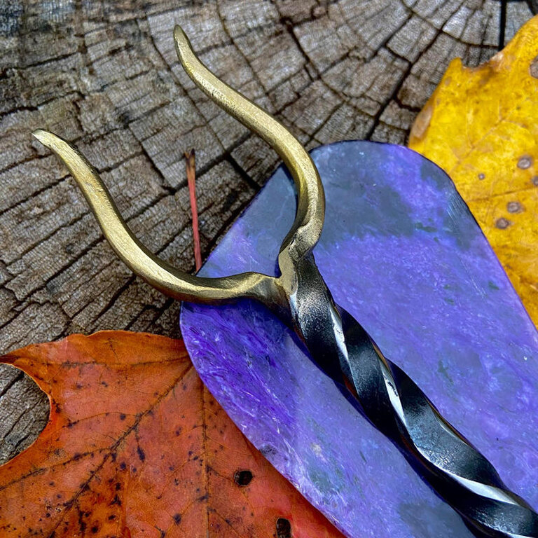 Luna Ignis Stang Iron Burin or Candle Scribe Double Twist Brass Plated