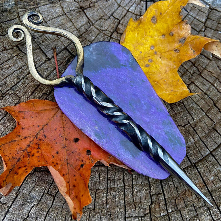 Luna Ignis Celtic Stang Iron Burin or Candle Scribe Triple Twist Brass Plated