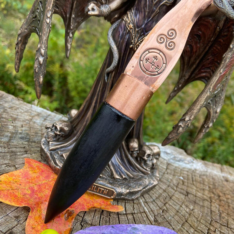 Luna Ignis Copper and Ebony Lilith Athame Triskelion