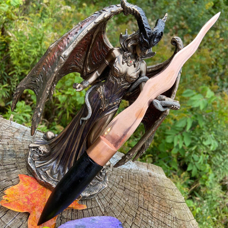 Luna Ignis Copper and Ebony Lilith Athame Triskelion