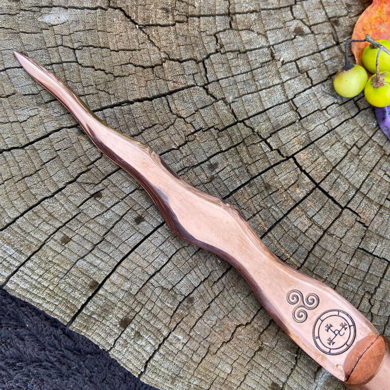 Luna Ignis Copper and Ebony Lilith Athame Triskelion