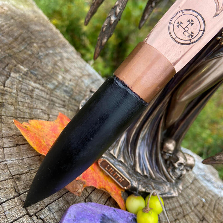 Luna Ignis Copper and Ebony Lilith Athame Triple Moon Pentacle
