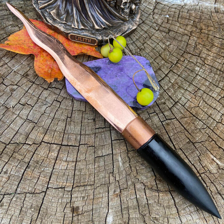 Luna Ignis Copper and Ebony Lilith Athame Triple Moon Pentacle