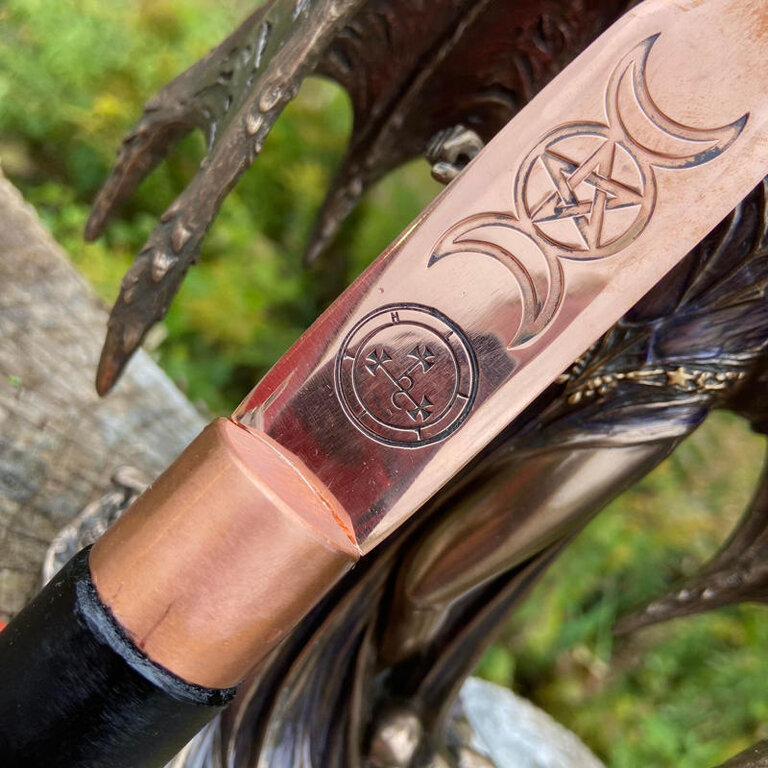 Luna Ignis Copper and Ebony Lilith Athame Triple Moon Pentacle