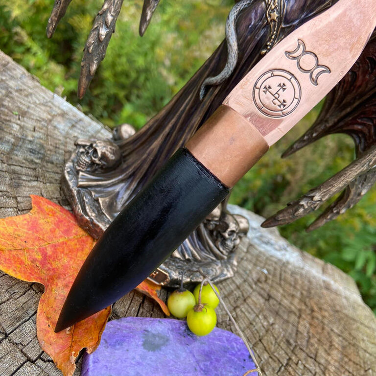 Luna Ignis Copper and Ebony Lilith Athame Triple Moon