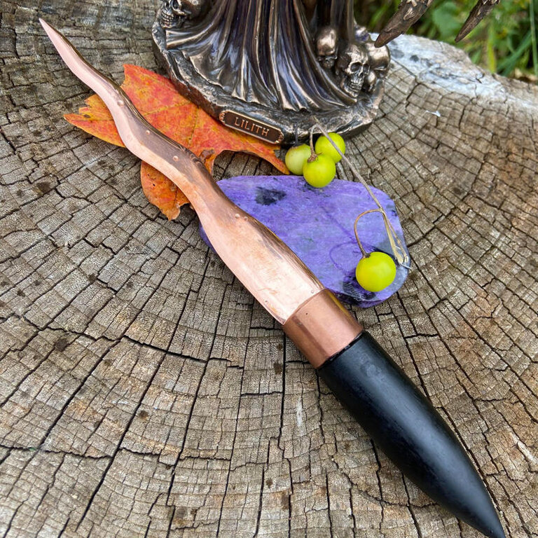 Luna Ignis Copper and Ebony Lilith Athame Triple Moon