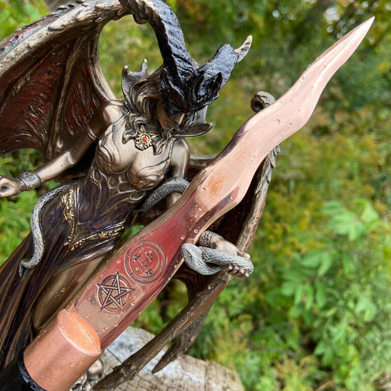 Luna Ignis Copper and Ebony Lilith Athame Reverse Pentacle
