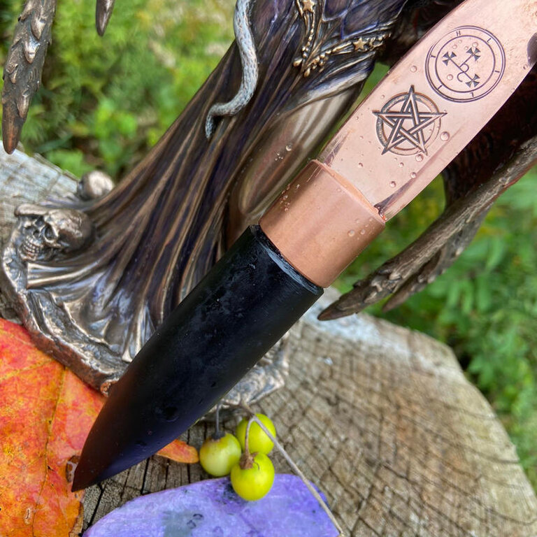 Luna Ignis Copper and Ebony Lilith Athame Reverse Pentacle