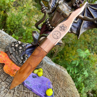 Luna Ignis Copper and Apple Lilith Athame Upside Down pentacle Cunning Craft
