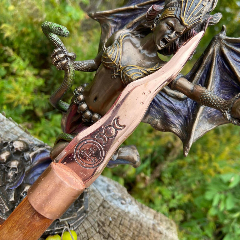 Luna Ignis Copper and Apple Lilith Athame Vertical Triple Moon Cunning Craft