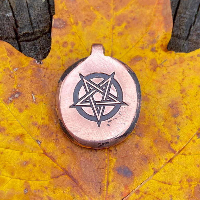 Luna Ignis Luna Ignis Hand Crafted Copper Averse Pentagram Amulet pendant