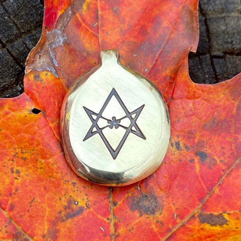Luna Ignis Luna Ignis Hand Crafted Brass Unicursal Hexagram Amulet pendant