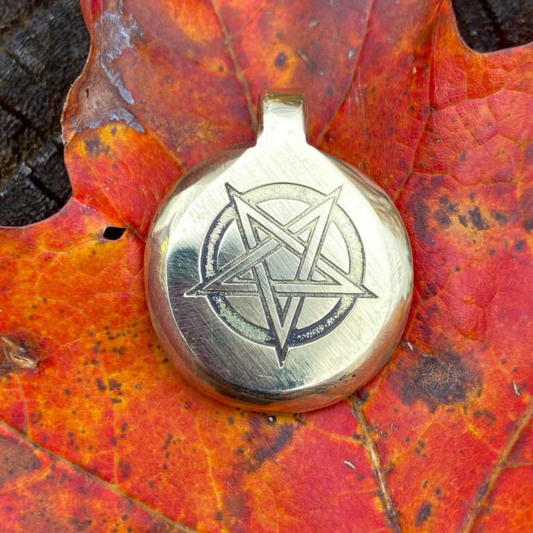 Luna Ignis Luna Ignis Hand Crafted Brass Averse Pentagram Amulet pendant