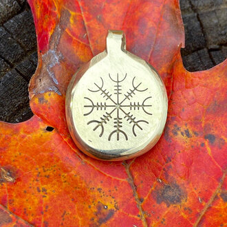 Luna Ignis Luna Ignis Hand Crafted Brass Helm Of Awe Amulet pendant Luna Ignis Luna Ignis Hand Crafted Brass Helm Of Awe Amulet pendant