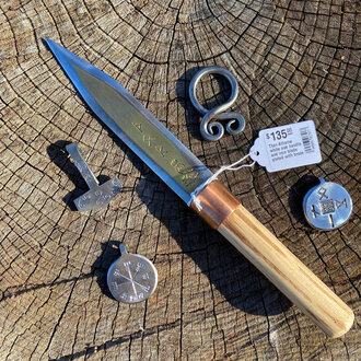 Luna Ignis Thor Mjolnir Athame white oak handle and iron blade plated with brass Luna Ignis Thor Mjolnir Athame white oak handle and iron blade plated with brass