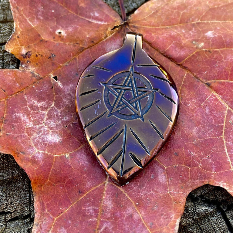 Luna Ignis Luna Ignis Hand Forged Unique Pentacle Leaf Pendant