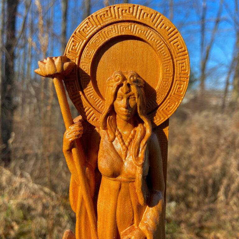 Luna Ignis Wooden Hera Statue Hand Carved