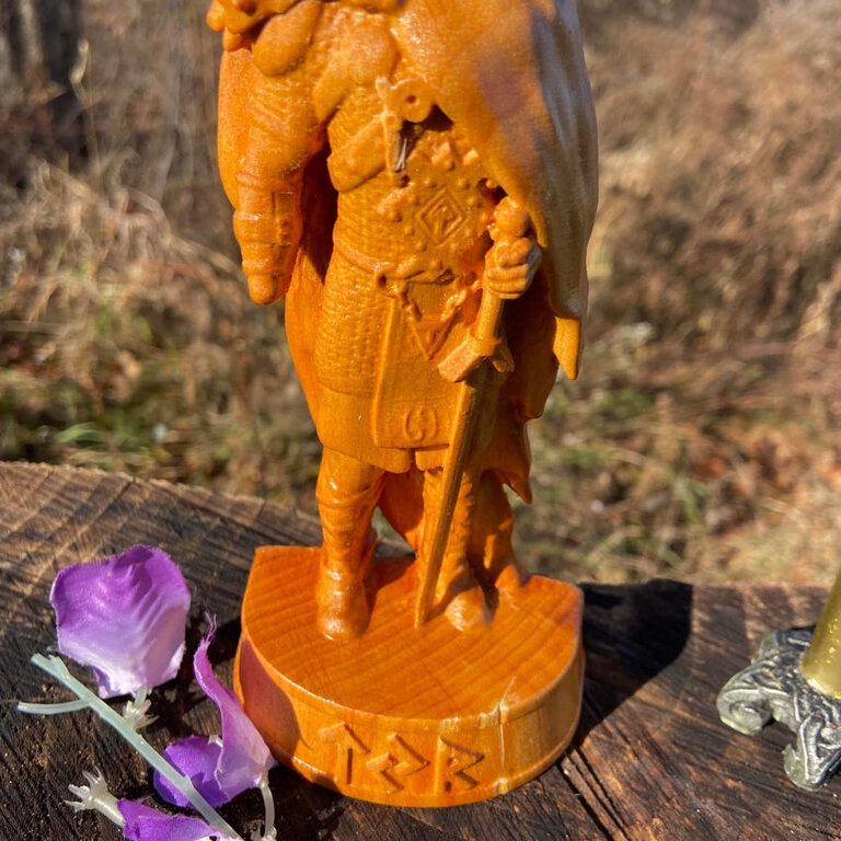 Luna Ignis Wooden Tyr Statue Hand Carved