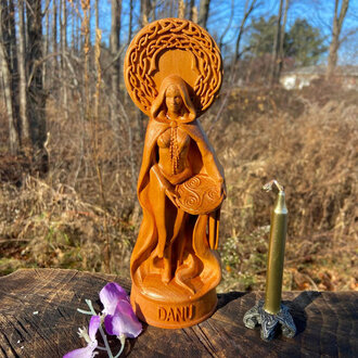 Luna Ignis Wooden Danu Statue Hand Carved Luna Ignis Wooden Danu Statue Hand Carved