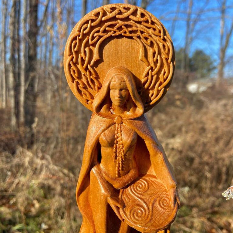 Luna Ignis Wooden Danu Statue Hand Carved