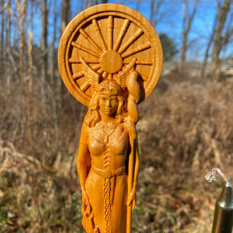 Luna Ignis Wooden Frigg or Frigga Statue Hand Carved