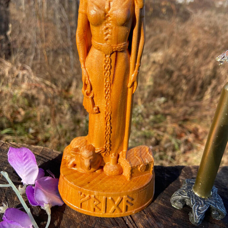 Luna Ignis Wooden Frigg or Frigga Statue Hand Carved
