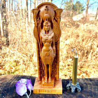 Luna Ignis Wooden Isis Statue Hand Carved