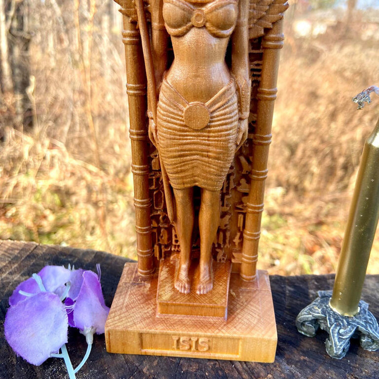 Luna Ignis Wooden Isis Statue Hand Carved