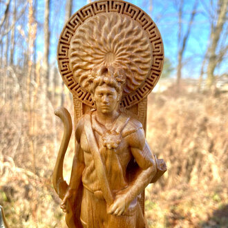 Luna Ignis Wooden Apollo Statue Hand Carved Luna Ignis Wooden Apollo Statue Hand Carved