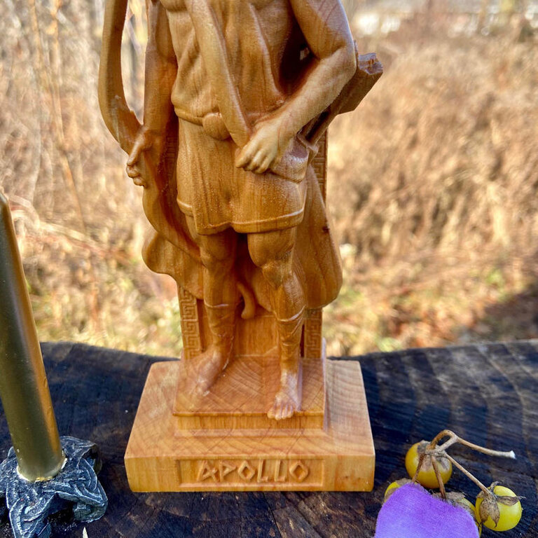 Luna Ignis Wooden Apollo Statue Hand Carved